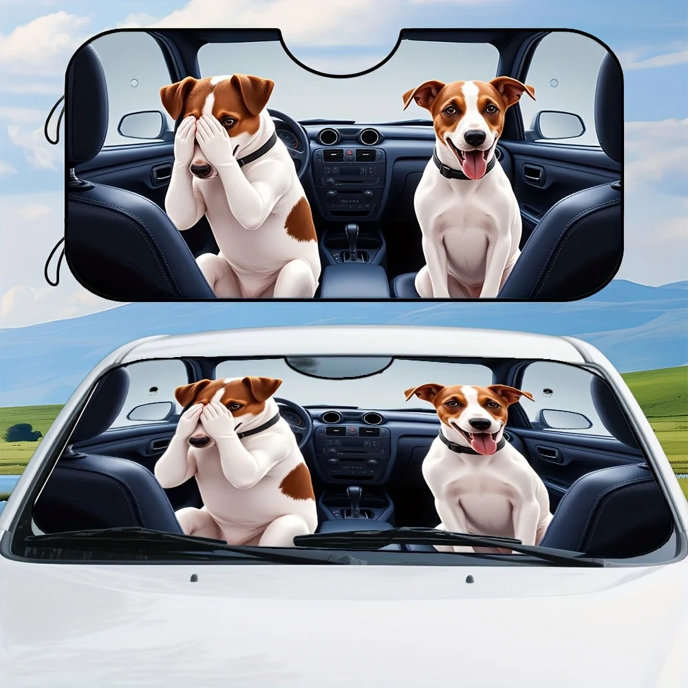 

1 шт., солнцезащитный козырек на лобовое стекло автомобиля с забавной собакой и 4 присосками, складной автомобильный козырек для защиты от солнца и бликов, Humoro