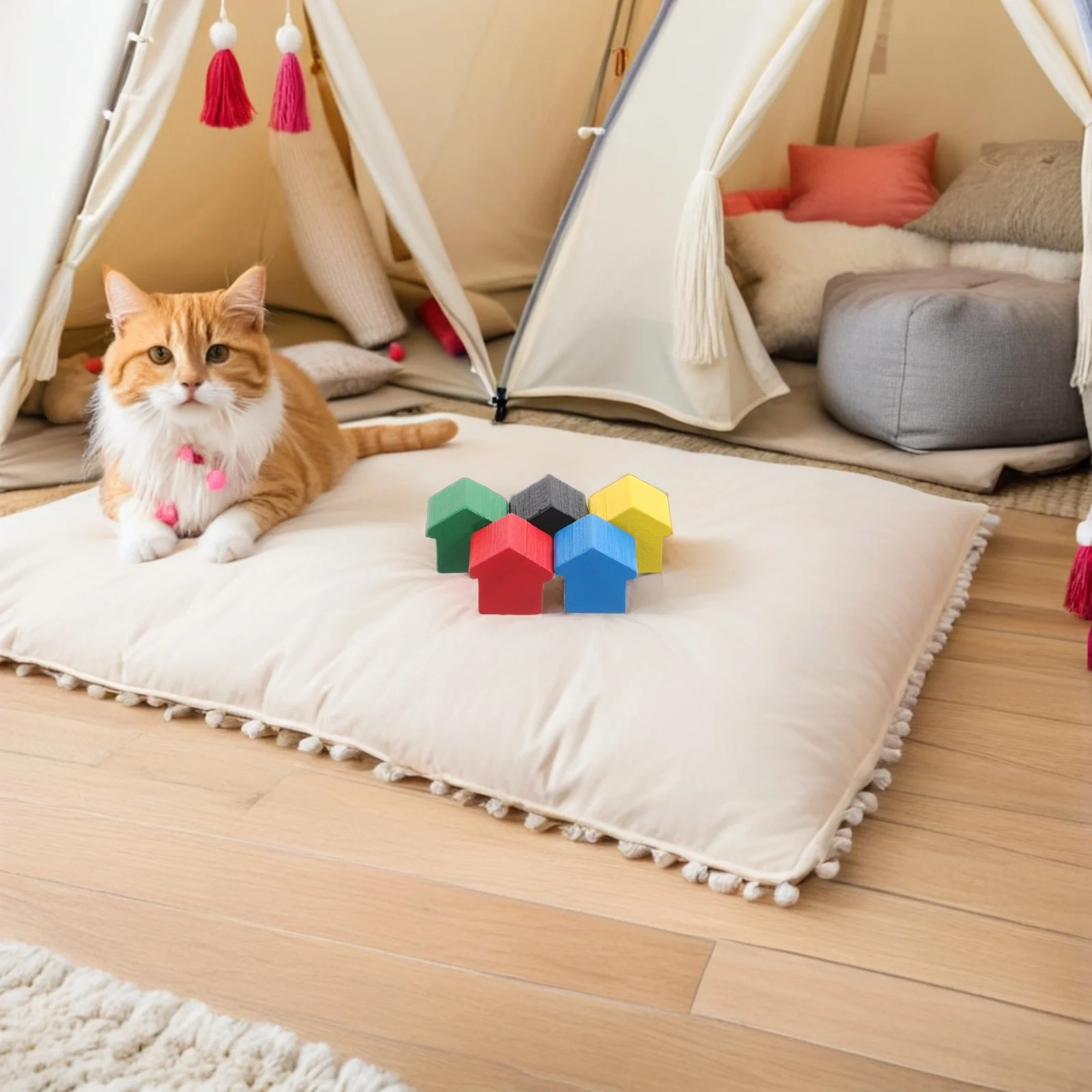 

50pcs Pieces For Board Games Multicolor Wooden Pawns Educational Strategy Game Replacement Parts Tabletop Accessories