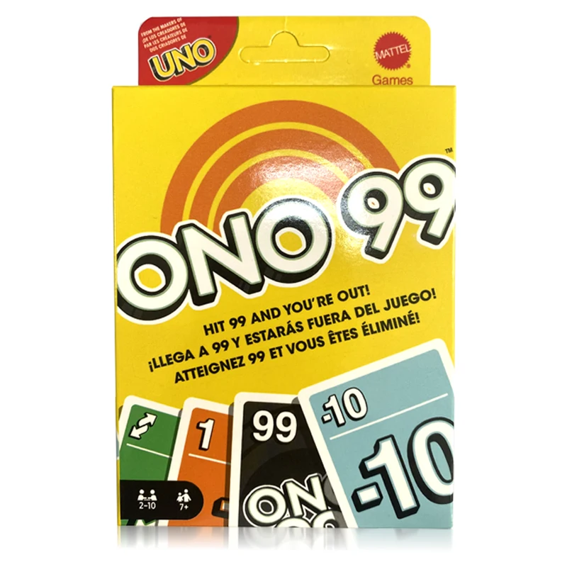 Uno Games ONO 99 juego de cartas para Niños y Familias, 2 a 6 jugadores, añadir números, Para edades de 7 años y mayores