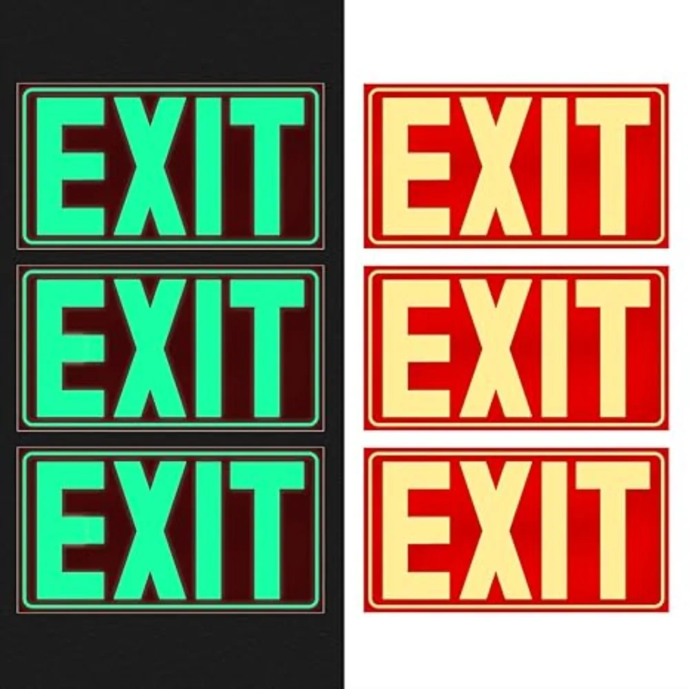 3PCS EXIT Signs Glow in the Dark 12x7 Inch Laminated for UV Weather&Fade Resistance Indoor&Outdoor for Business School Office