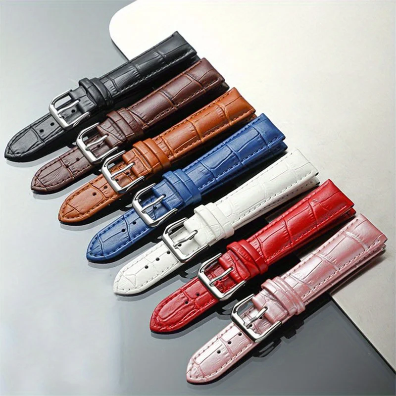 Leather Cowhide Watch Band for Women's Watch Chain- Bamboo Knot Pattern Soft Wrist Belt Replacement For 12mm 14mm 16mm 18mm 20mm