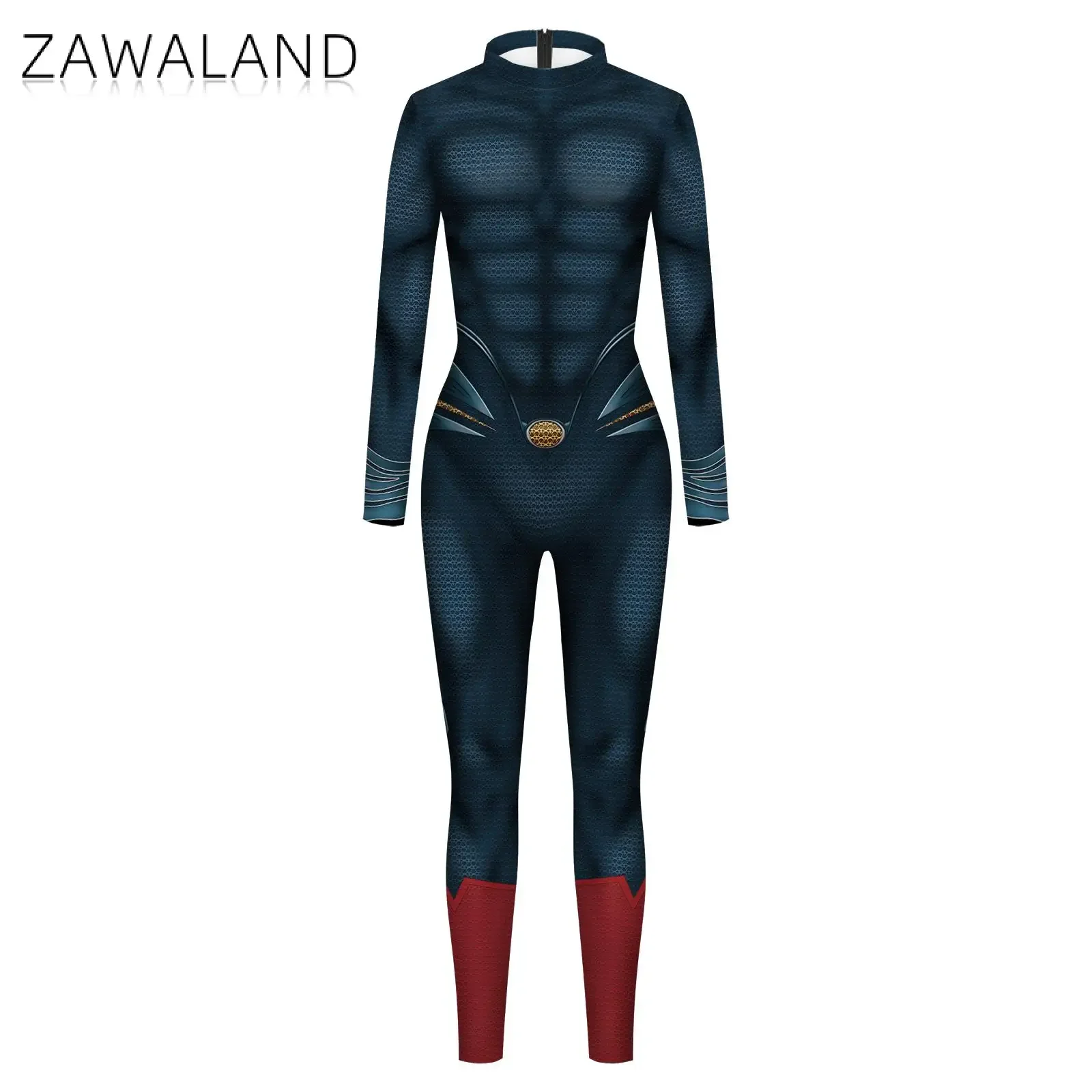 Zawaland Superhero Cosplay Costume Adult Men Catsuit Jumpsuit Fancy 3D Printed Disguise Party Outfits Zentai Bodysuits