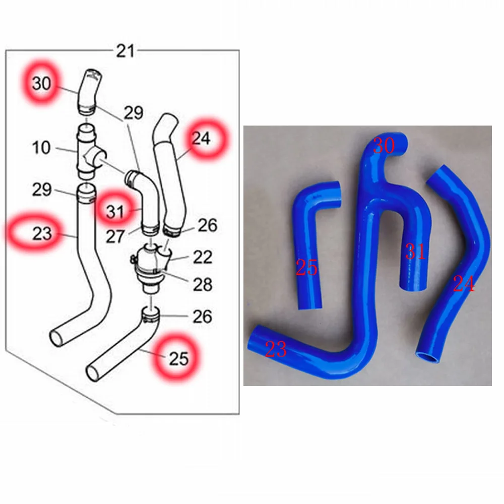 Silicone Coolant Hose PCH003320 For MG Rover MGF & TF 1.8L 18N4S1 AT Auto (Steptronic) 2004+