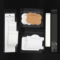 Cartes en papier kraft pour présentoir de boucles d'oreilles et sacs adhésifs, emballage de bijoux à bricoler soi-même, cartes d'affichage de collier, ensemble de sacs, 30 pièces