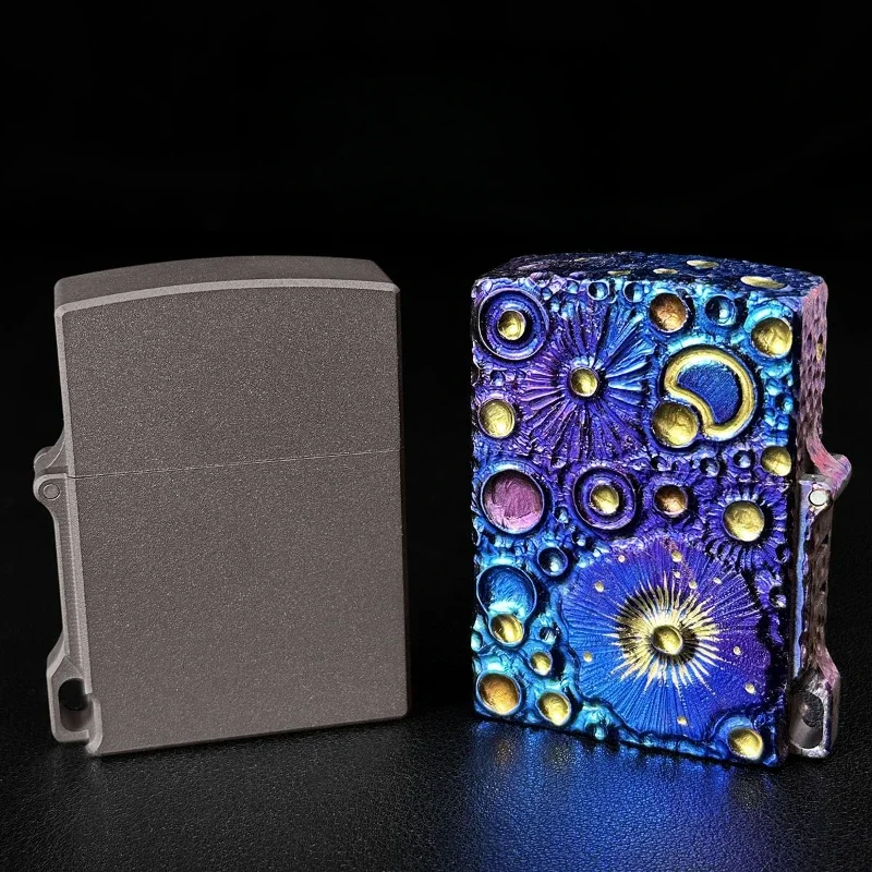 

Зажигалка EDC с титановым маслом и большой петлей, толстый футляр, ветрозащитная, ослепительная Аврора, зажигалка ручной работы, мужской коллекционный подарок