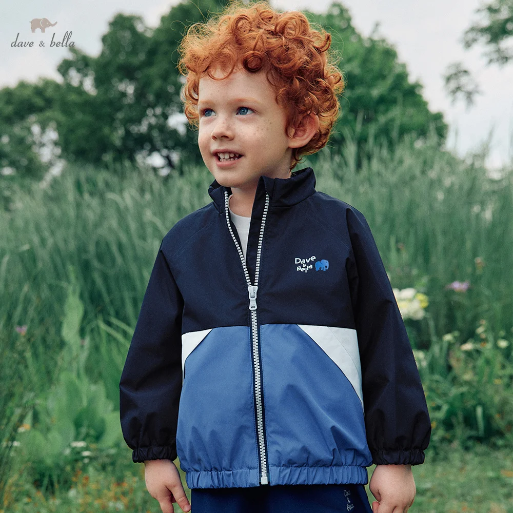 Dave Bella Jacket Autumn Coats for Children Spring Boys Clothes Outerwear Fashion Long Sleeve Outdoor Casual Patchwork DB3262545