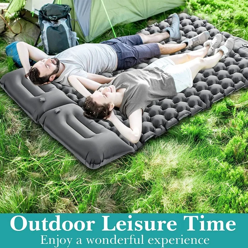 

Camping Air Matt Double Sleeping Pad Inflatable Air Mat with Pillow Air Mattress Nature Hike Waterproof Folding Sleeping Mat