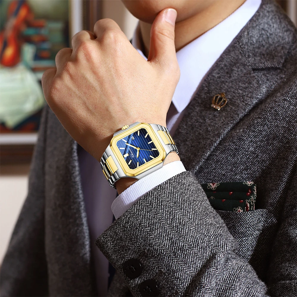 CHENXI Reloj de pareja Oro Plata Moda Casual Hombres Mujeres Relojes Calendario Banda de acero luminosa Relojes de pulsera de cuarzo para parejas
