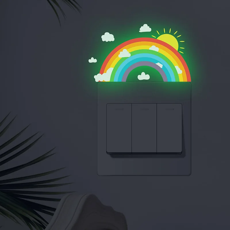 

Glow in Dark Rainbow Light Switch Covers - Blue & Green Night Light Stickers for Bedroom, Hallway Decor, Wall Decorations