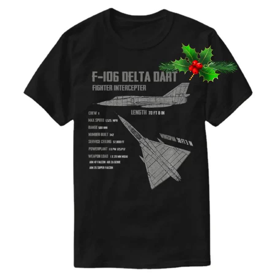 F106 Delta Dart Fighter Interceptor Blueprint T-Shirt 100% Cotton O-Neck Summer Short Sleeve Casual Mens T-shirt Size S-3XL