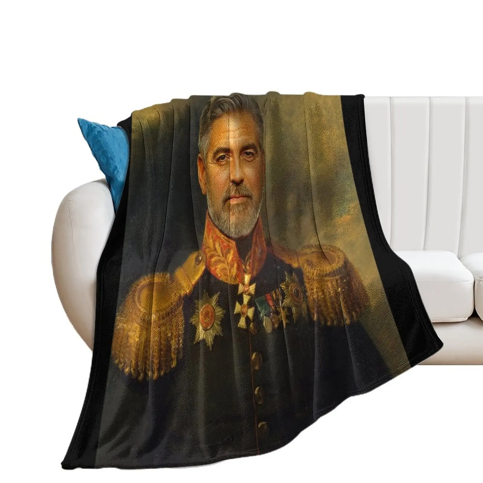 George Clooney - replaceface Throw Blanket Personalized Gift Plaid Hair Winter beds Blankets