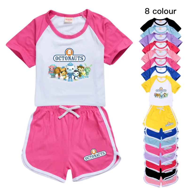 

Kids Octonauts Summer Breathable Tees+Shorts 2pcs Suits 2-14 Years Boys Girls Outfits Children Clothes Sets Gift