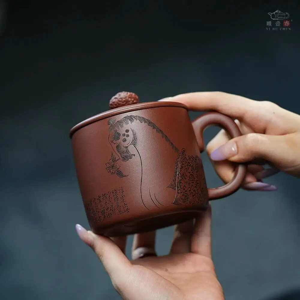 Yihu Chun High-End Yixing Original Clay Purple Sand Lidded By Famous Artist Wu Chunyan, Purely Handmade Tea With Clear Base