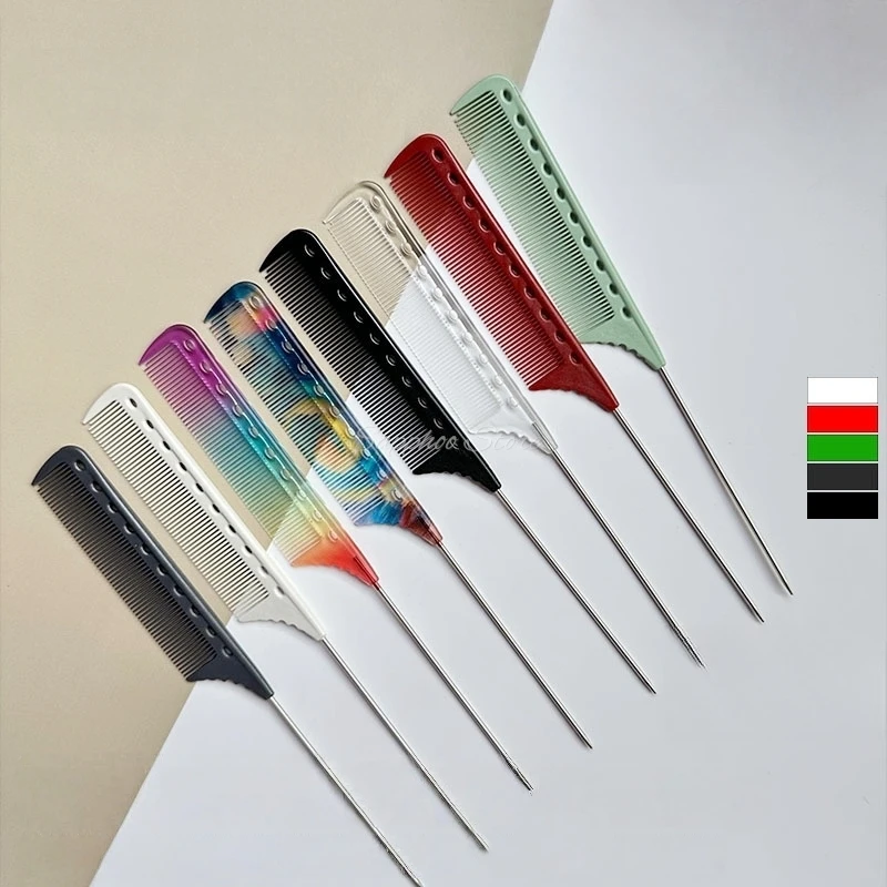 22.5cm Metal Rat Tail Hairdressing Hair Comb Anti Static High Temperature Resistance Hair Cutting Dying Parting Curly Hair Brush