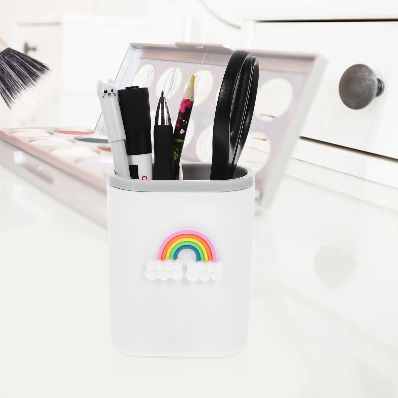 

2Pcs Pen Holder Pencil Cup Office Desk Organizer Large Storage Container Makeup Brush Pen Box Desktop Stationery Holder