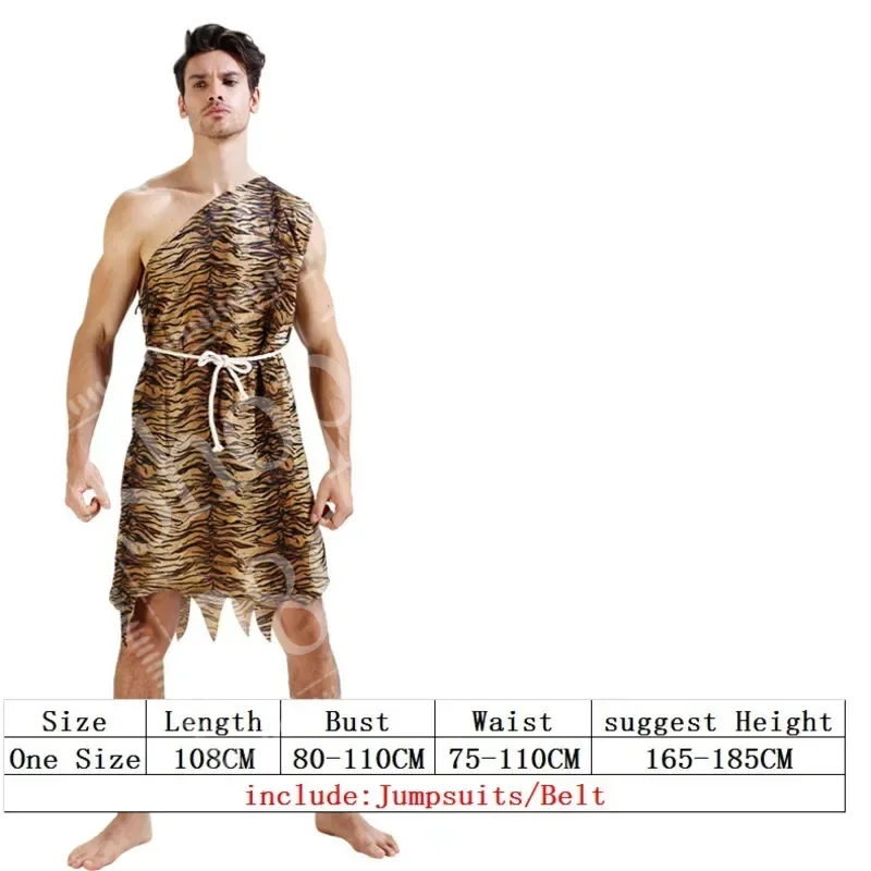 ليوبارد سافاج رجل الكهف كروودز البدائية مثير الملابس الهندية زي كرنفال هالوين ازياء للرجال الكبار يتوهم #2