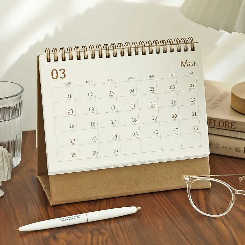 

2026 Minimalist Calendar, White & Brown Monthly Planner for Desk (Sep 2025-Dec 2026),Spiral Bound,Ideal Gift for Office&Students
