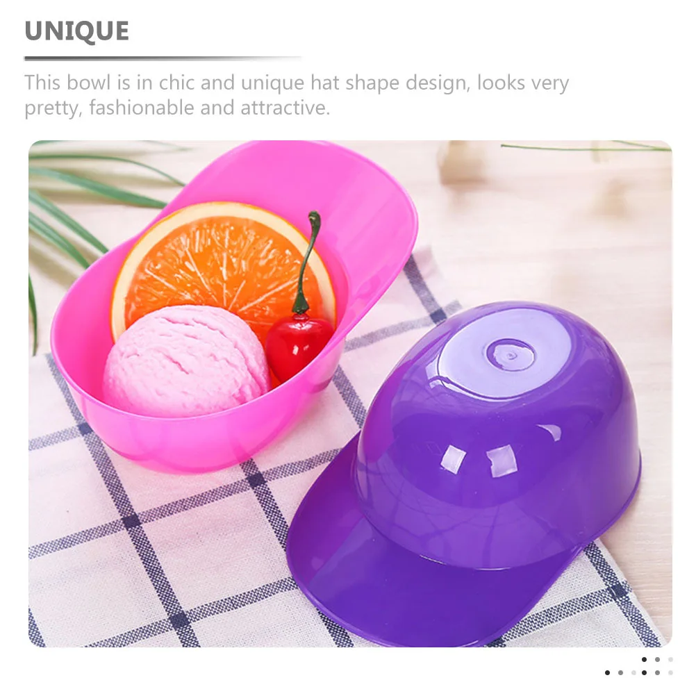 

12 шт., миски для мороженого ярких цветов, дизайн в форме шляпы, многоразовая пластиковая миска для десерта премиум-класса для домашнего офиса, ресторана