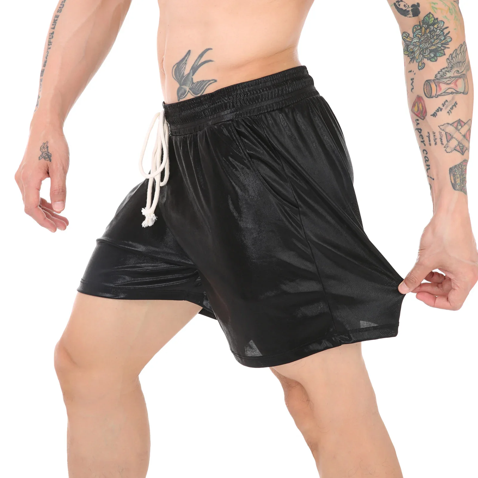 

Casual Shorts Men's Running Sports Shorts Man Shiny Gym Fitness Basketbal Sportswear Ultra-thin Short Pants Jogging Sweatpants