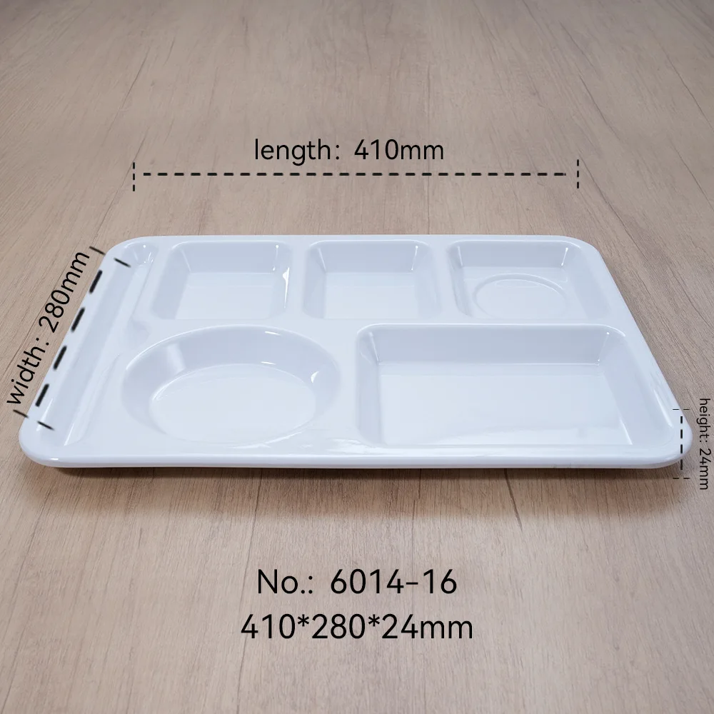 Student dinner tray multi-grid fast food tray imitation porcelain plastic tray cafeteria four-grid and six-grid dinner tray