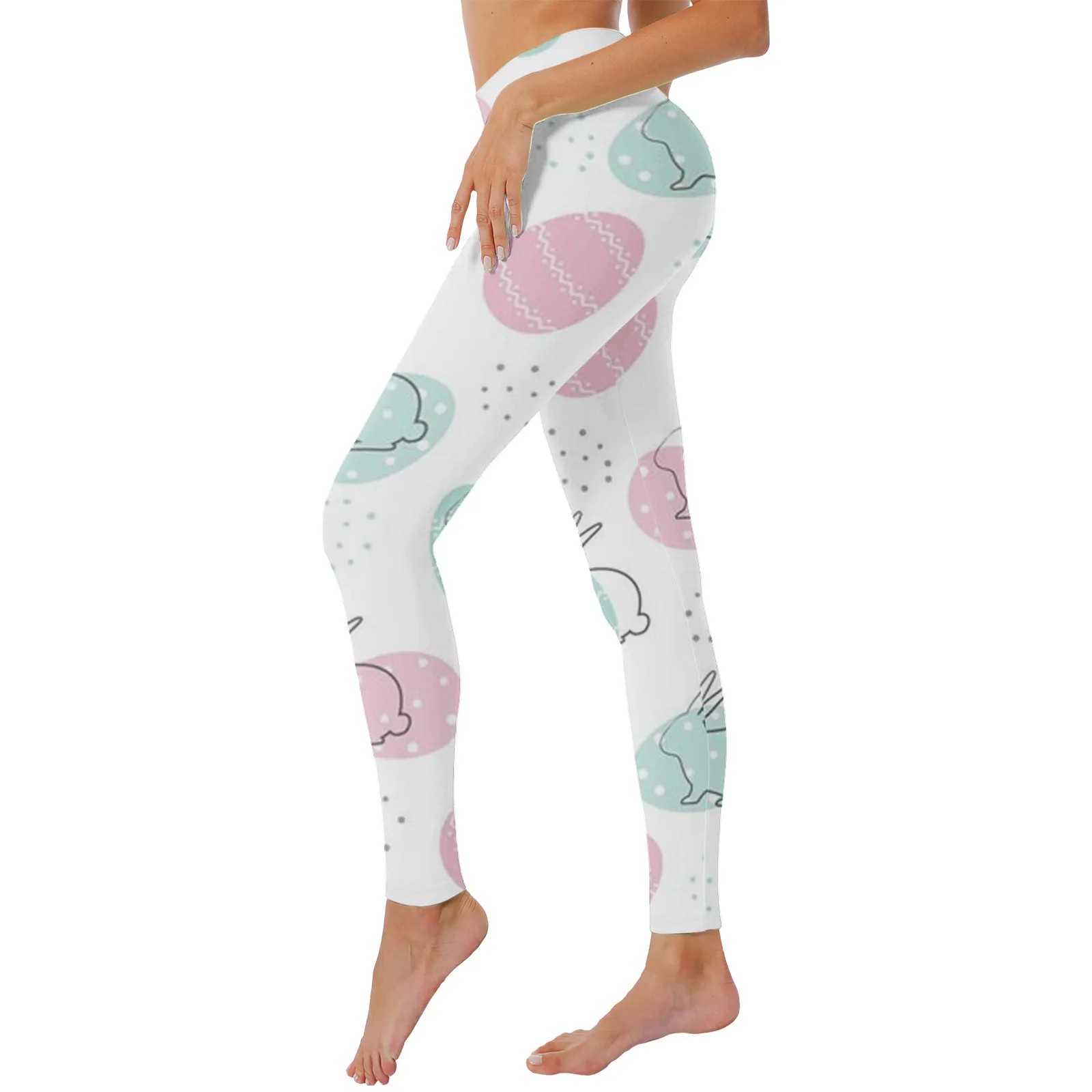 

Bunny Eggs Print Women Leggings Easter Day Female Sports Gym Yoga High Wais Sexy Tights Pants Pantalones Spring Legging Clothing