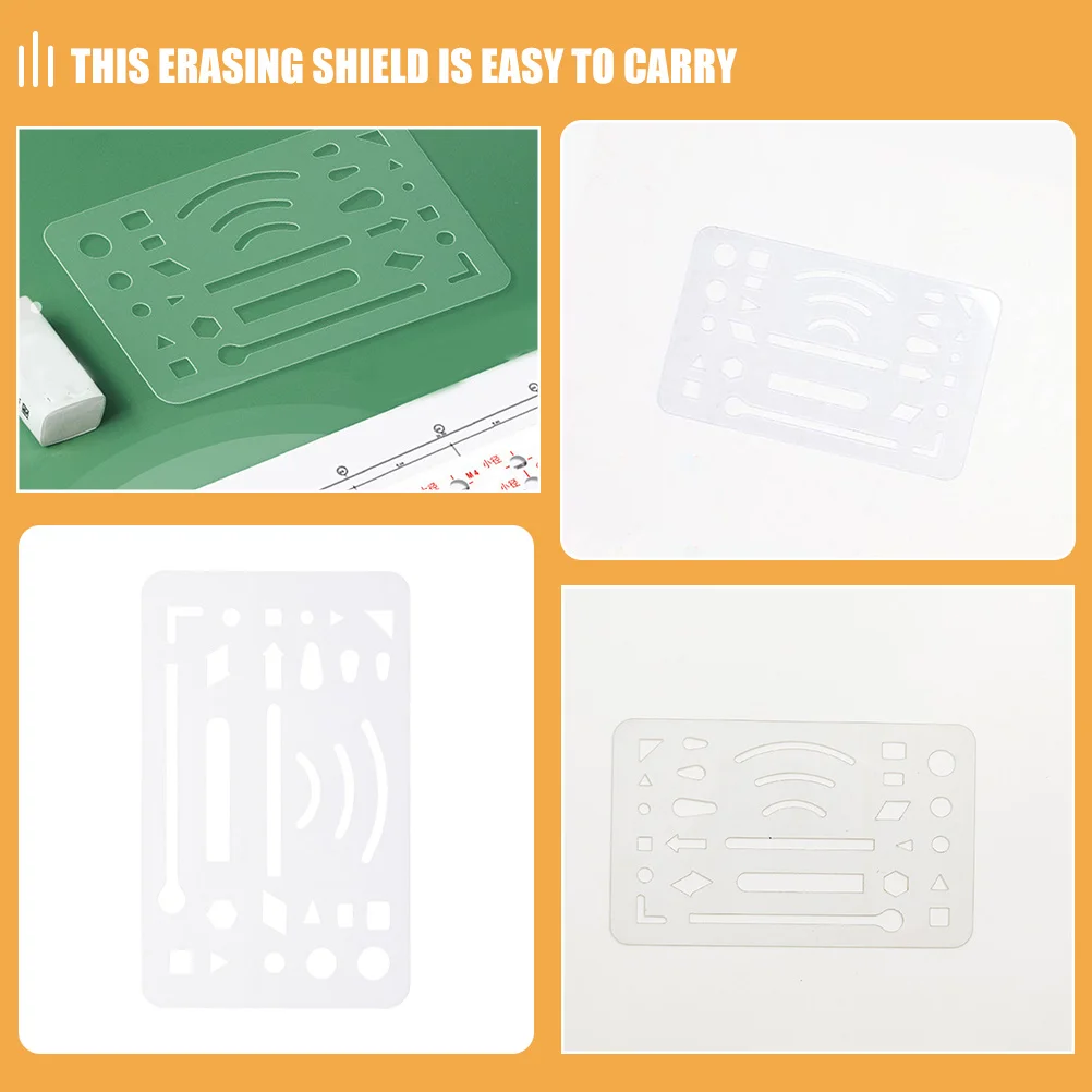 3Pcs Plastic Erasing Shield Drawing Template Drafting Tool Technical Supplies for Engineering Design Building Measuring Rulers