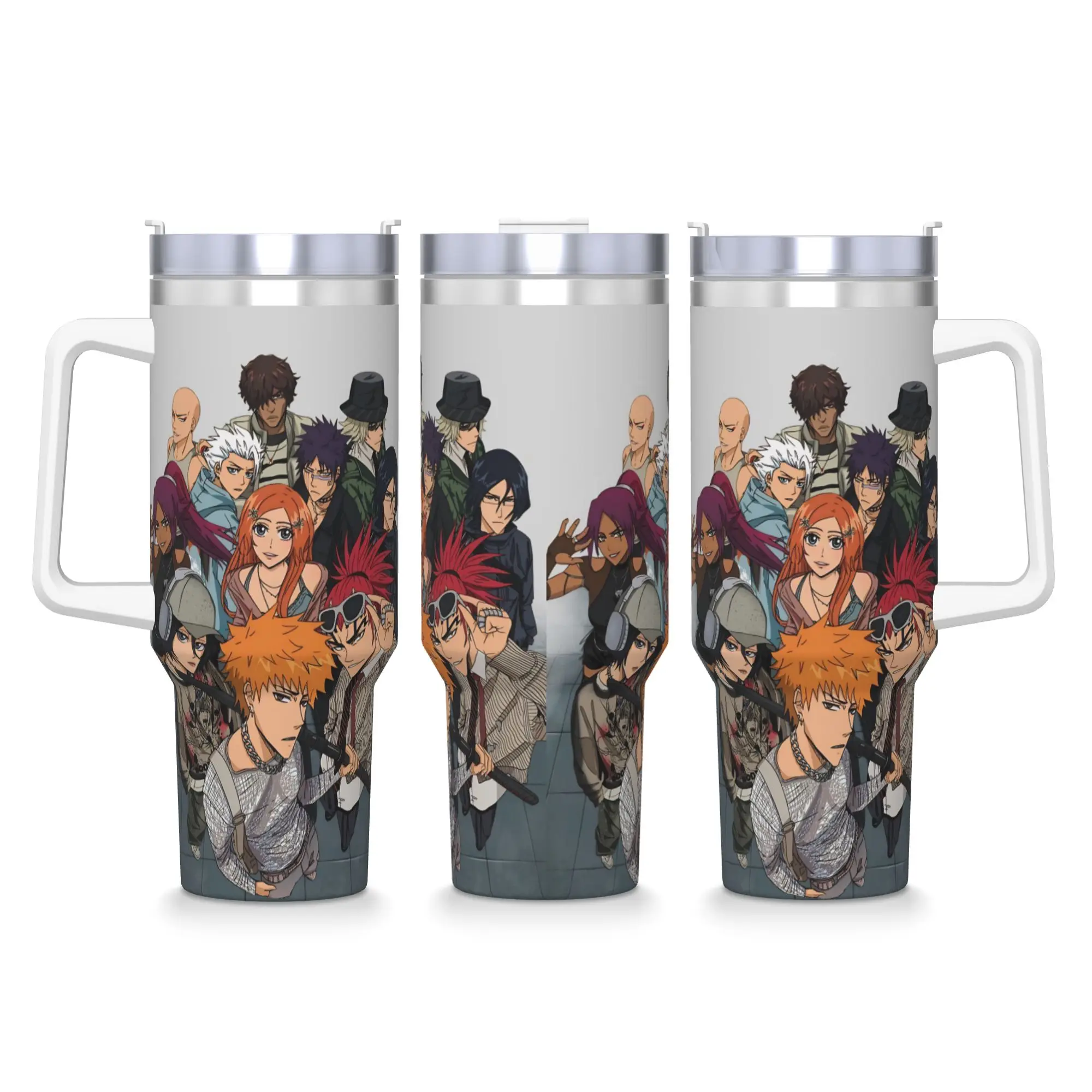 BLEACH Anime Ichigo  Stainless Steel Tumbler  Coffee Mug With Straws and Lid Large Capacity Mugs Cup Hot Drinks Water Bottle