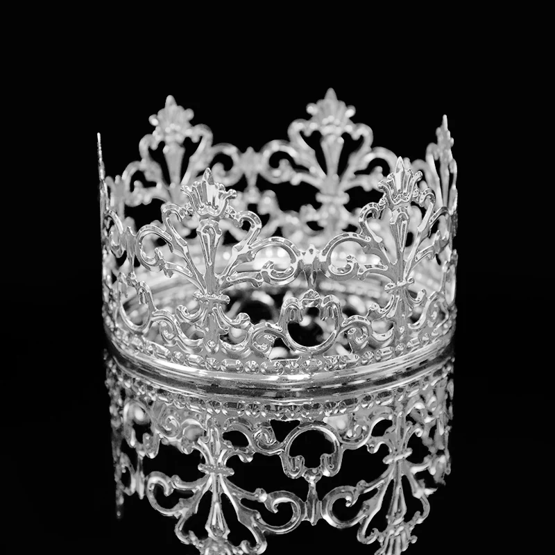 Gold Silver Hollow Queen Crown Cake Topper Elegant Wedding Cake Topper Princess Happy Birthday Party Dessert Decoration Supplies