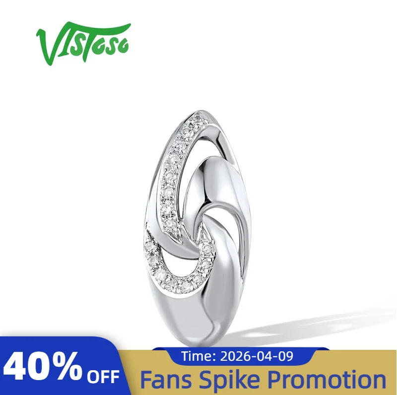 

VISTOSO Authentic 14K 585 White Gold Pendants For Women Sparkling Diamond Luminous Wedding Party Elegant Gift Fine Jewelry