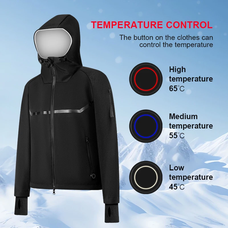 Großhandel USB-Aufladung Ski bekleidung Herren Heizung warmen Kapuzen mantel wasserdichte Outdoor-Jacken