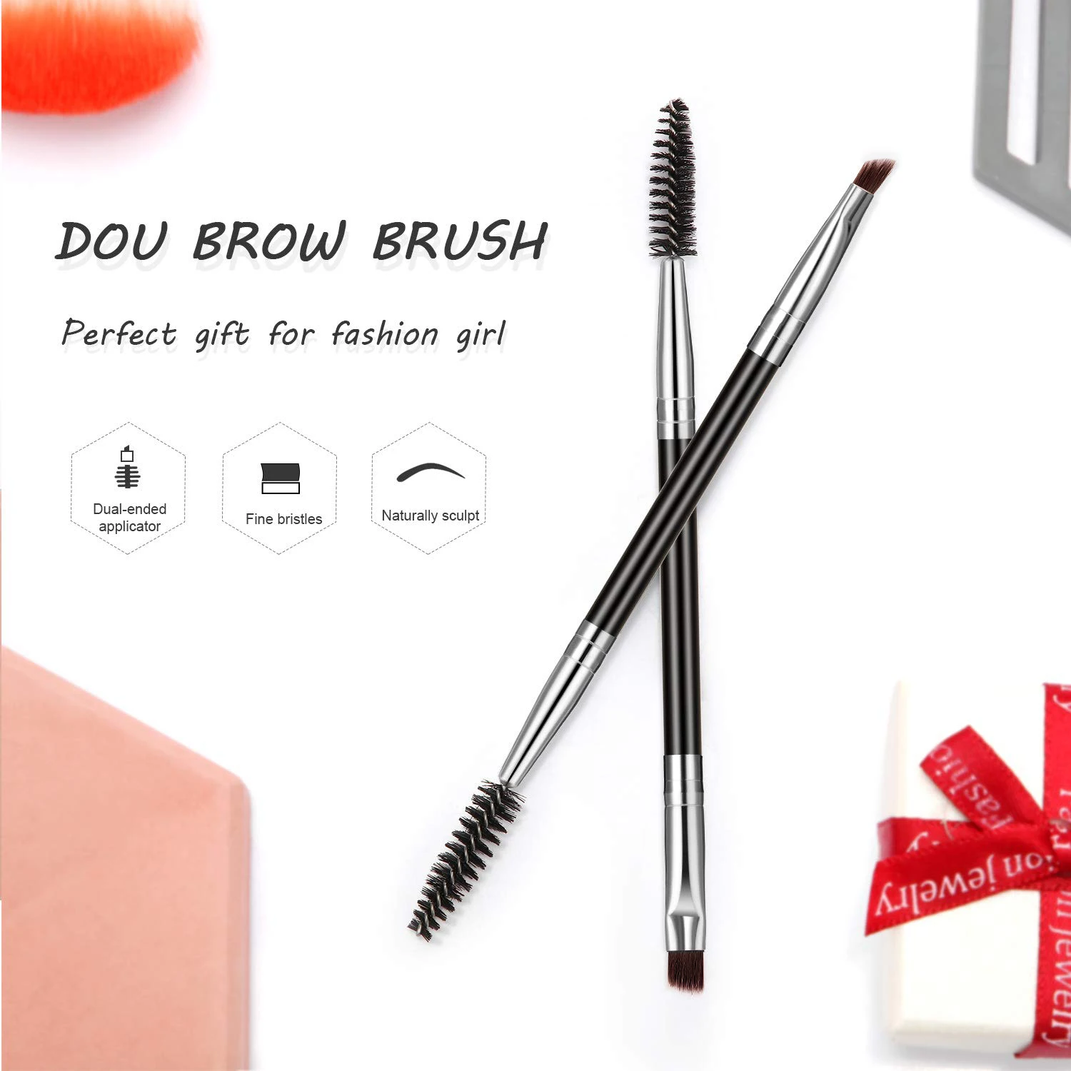 12 Packs Two -headed Eyebrow Brush Spiral Diagonal Corner Makeup Brush Wood Handle Easy To Carry Beautiful Makeup Tools Beauty