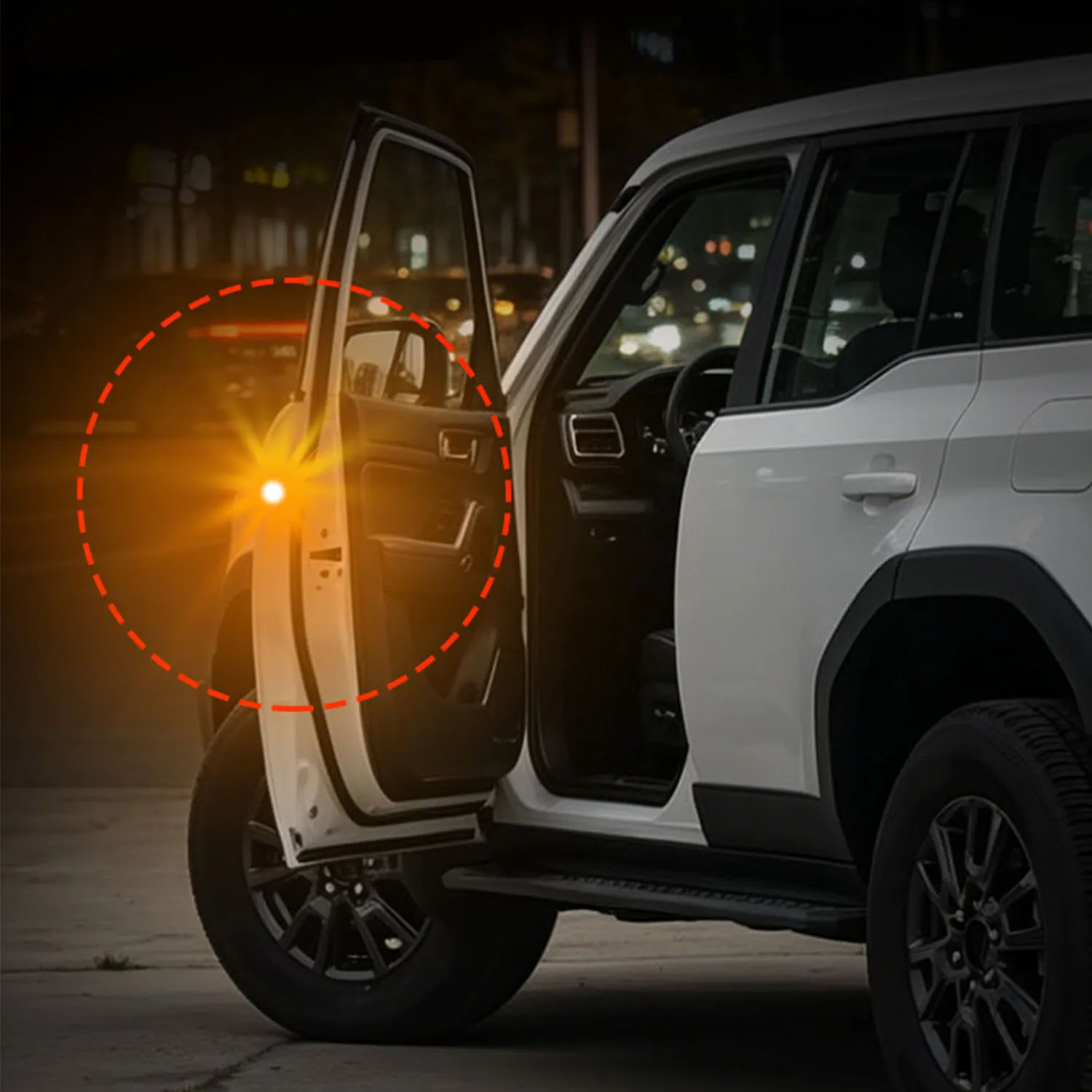 

For Toyota Land Cruiser Prado J250 LC250 2024 2025 LED Door Warning Light Strobe Flash Safety Anti-collision Lamp Yellow Light