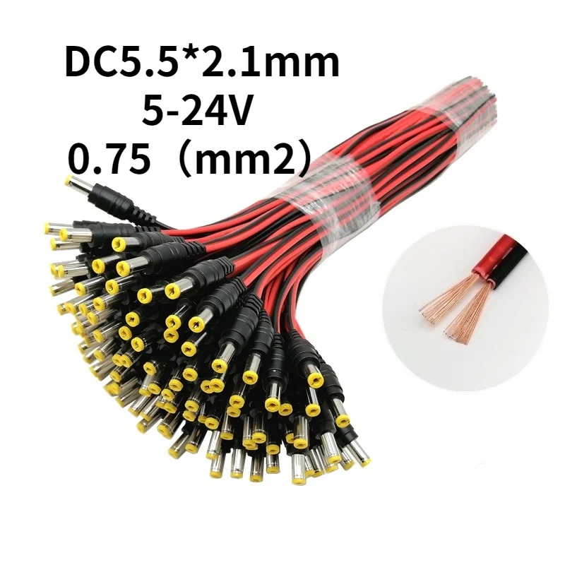 1pcs 2.1x5.5 Mm Male Female Plug 12V Dc Power Pigtail Cable Jack For Cctv Camera Connector Tail Extension 12V DC Wire