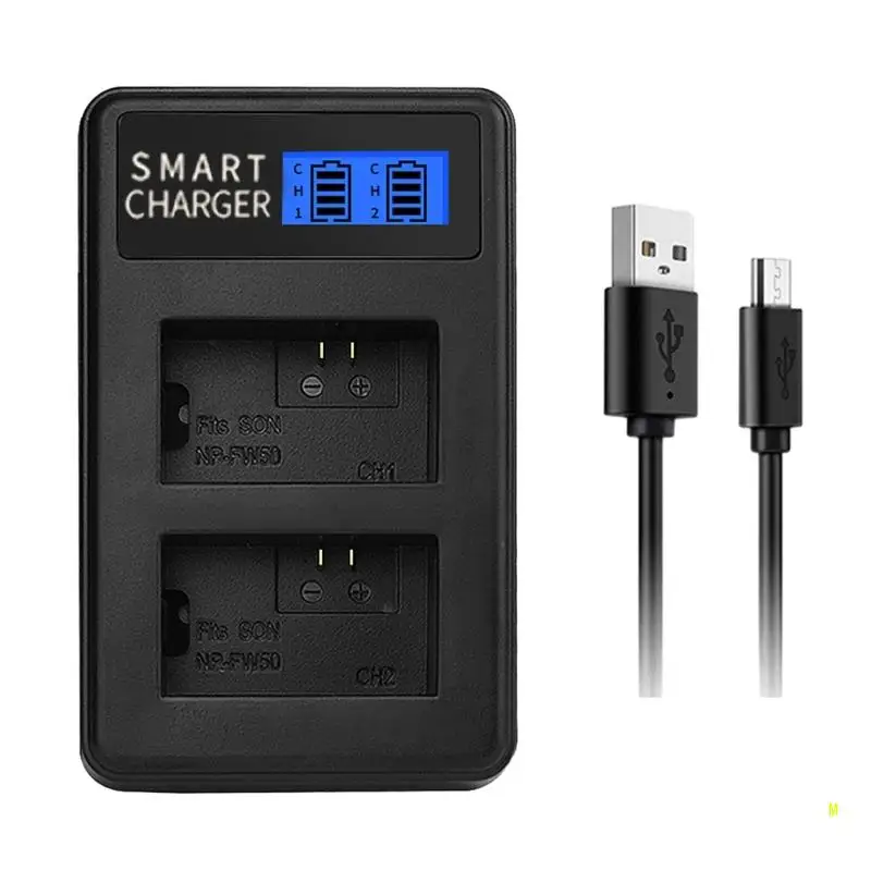 Caricabatterie Micro USB LCD portatili per 6000, 5000, ILCE6000, ILCE7, comoda sostituzione della batteria a doppio slot