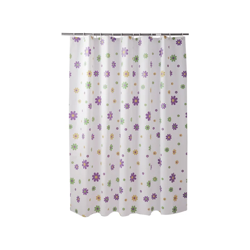 Dormitory Shower Curtain Waterproof Shower Curtain Shower Room Bathroom Curtain White Background Purple Flower Shower Curtain