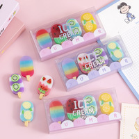 Cartoon Cute Kawaii Ice Cream Rubber Mini Eraser Set For Kids Novelty Stationery Office School Supplies