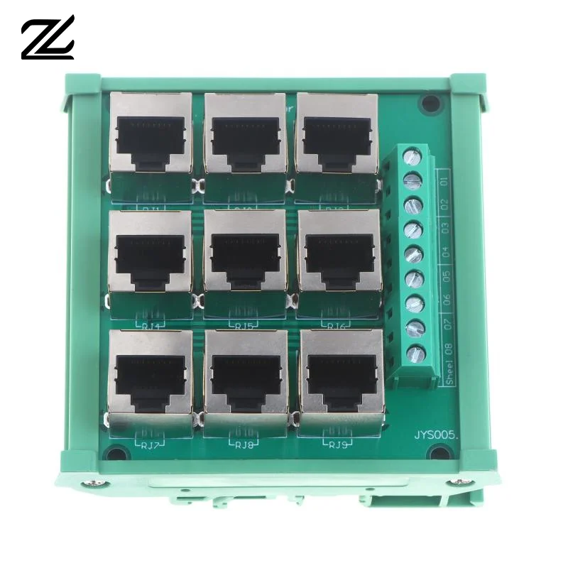 For RJ45 8p8c Ethernet Port Terminal Block Adapter With 9 Screw Terminals And For DIN Rail Mount Design For Network Connections