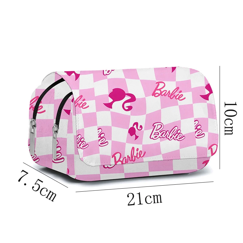 Barbie Pencil Case Cartoon Printed Pencil Bag Fashion Large Capacity Double Layer Pen Bag Kids Girls Student Stationery Supplies