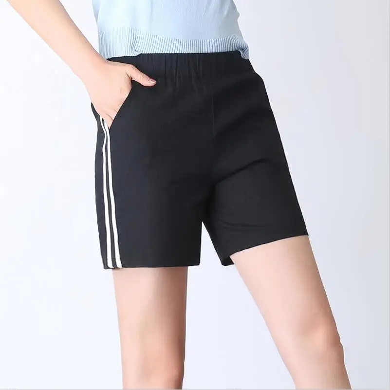 

Повседневные женские шорты с эластичной резинкой на талии, новинка лета 2026, однотонные свободные шорты средней длины, хлопковые и льняные пляжные шорты больших размеров, женские 5XL 6XL