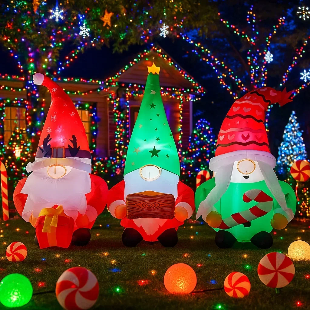 2.1 متر/6.8FT نفخ عيد الميلاد التماثيل ساحة أضواء الحديقة LED ديكورات المنزل اللعب عطلة الإضاءة ديكور في الهواء الطلق ساحة ديكور