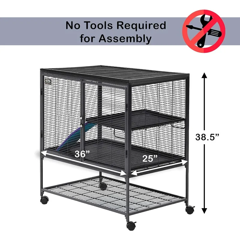 Critter Nation Single Unit Small Animal Cage (Model 161) Includes 1 Leak-Proof Pans, 1 Shelf,