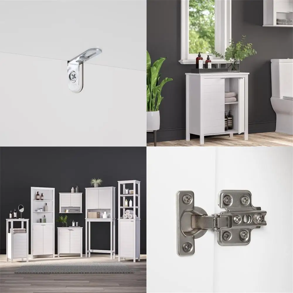 

Madison Two Door Floor Bathroom Storage Cabinet Freestanding Linen Cabinet with 3 Shelves and Double Doors Bathroom Cabinet for