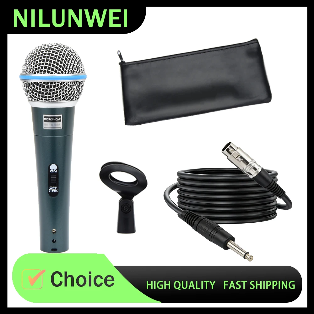 58A with switch - professional dynamic cardioid vocal wired handheld microphone, suitable for live streaming karaoke, stage perf
