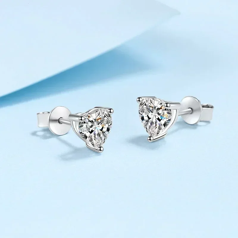 

2/4ct Heart Shaped Moissanite Platinum Stud Earrings for Women, Pt950 Love Earring for Girlfriends Sparkling Diamond Jewelry