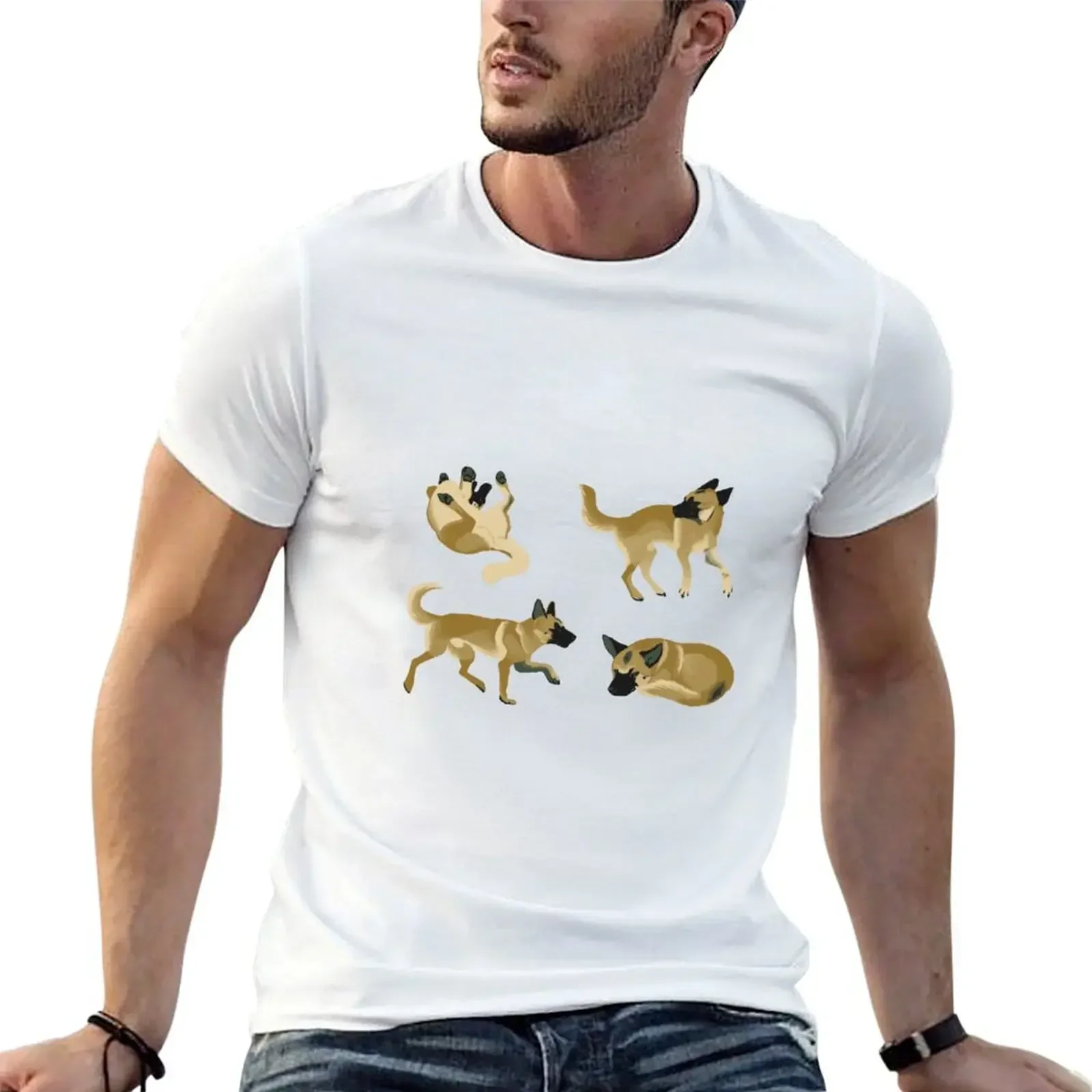 malinois tiled T-Shirt blacks cotton graphic tees plain Short sleeve tee luxury clothes men