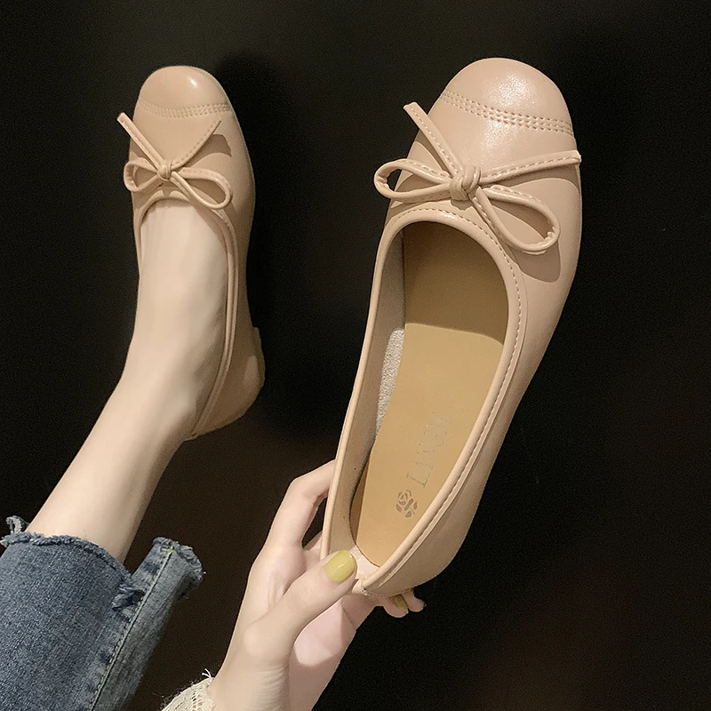 New Designbrand Women Sandals Flat Heel Bow Tie Female Ballet Shallow Mixed Color Shoes Ladies Concise Soft Cozy Walking Shoes