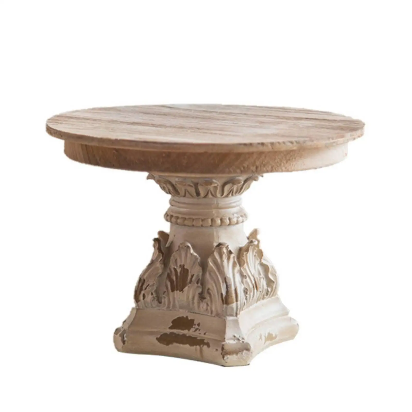 Industrial Tray Wood Pedestal Stand Distressed Finish for Decorative Objects Centerpiece Display Riser in Luxury Home Decor