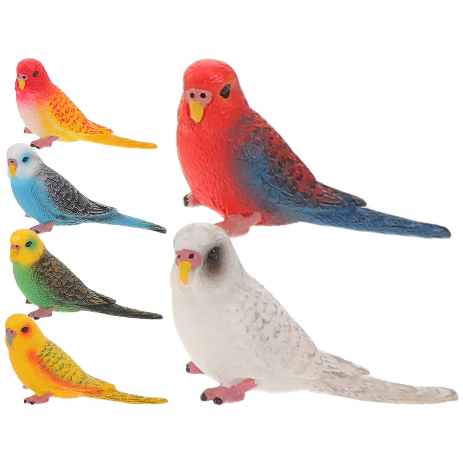 6Pcs Artificial Parrots Realistic Plastic Fake Birds Decor Kids Learning Decor Party Decoration Simulated Bird Decoration