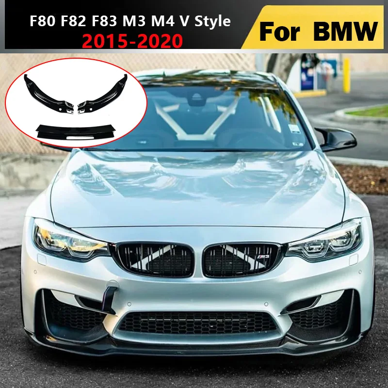 

For Bmw F80 F82 F83 M3 M4 V Style 2015-2020 Front Bumper Splitter Lip Spoiler Diffuser Body Kits Cover Refit Guard Protector