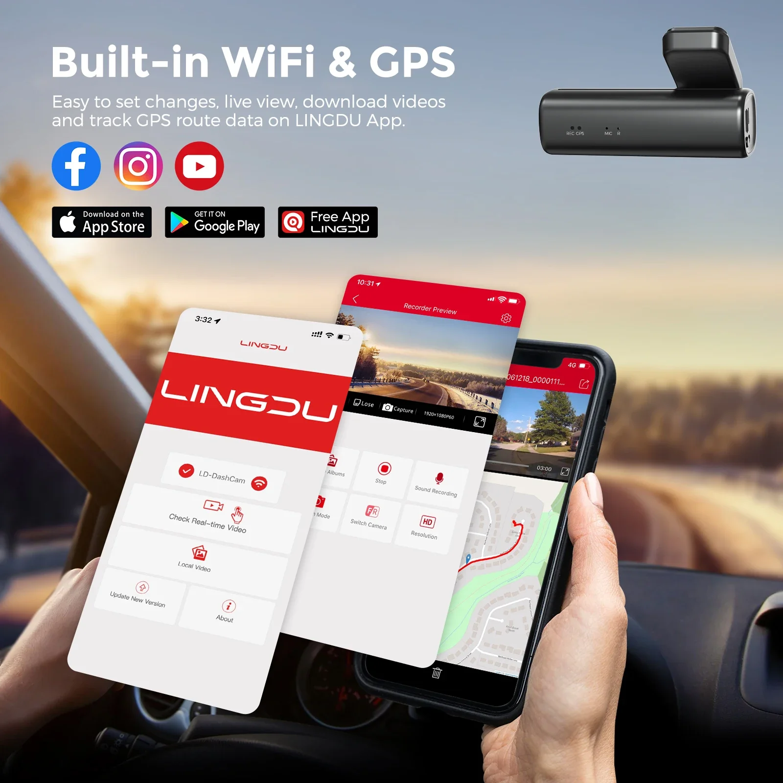 Hot Sale Genuine Lindu D600 Dual Lens Car DVR 4K+1080P Front Rear Dash Cam With 5.8G Wifi GPS Tracker And ADAS Black Box Sale